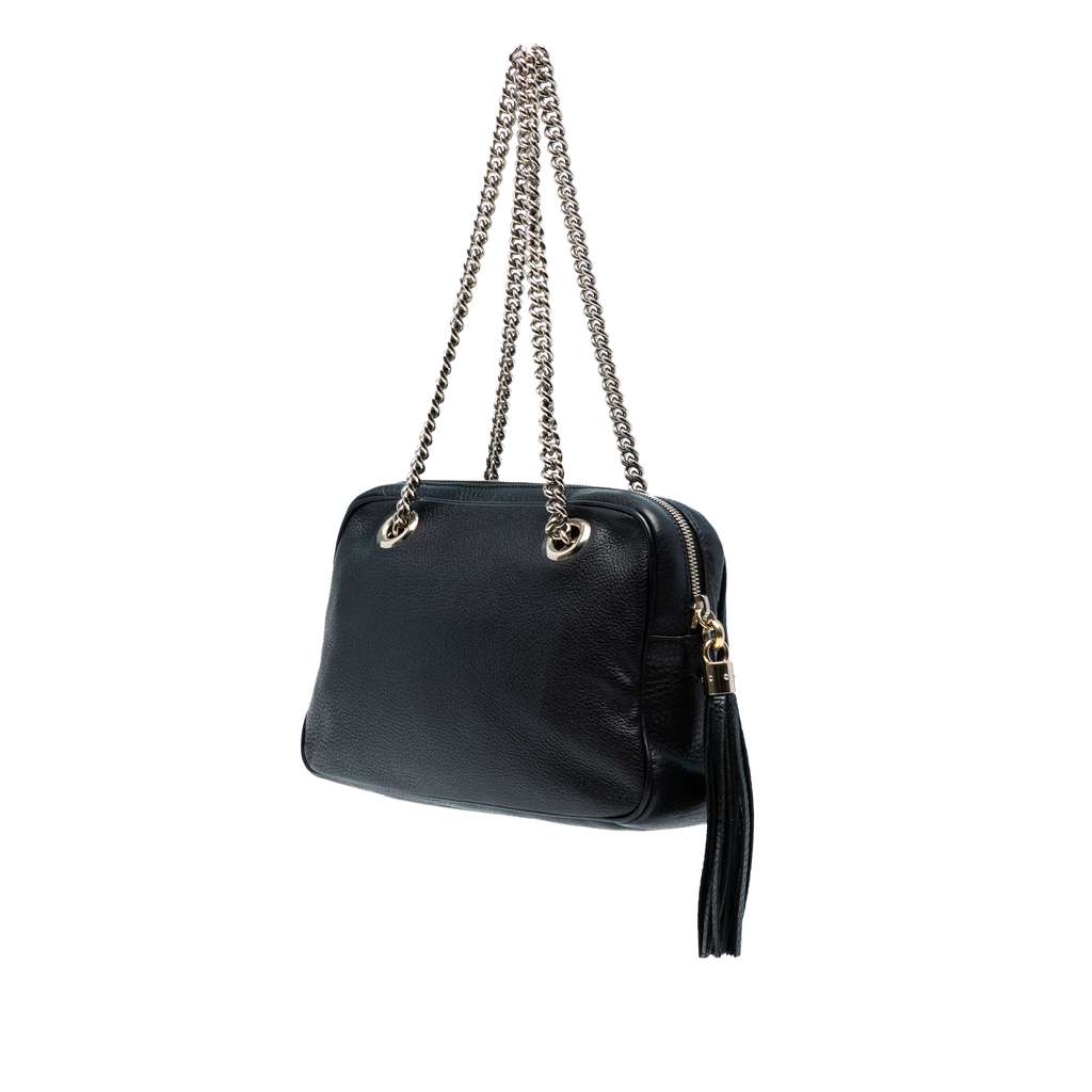 Gucci Pebbled Leather Soho Chain Zip Shoulder Bag - Back view