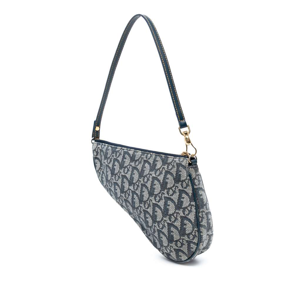 Dior Mini Diorissimo Canvas Saddle Pochette - Back view