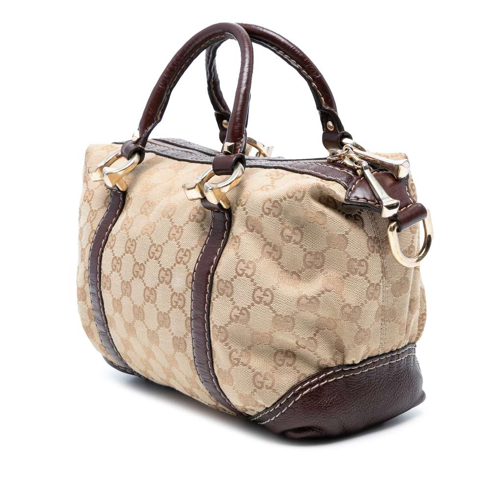 Gucci GG Canvas Horsebit Nail Boston Bag - Back view