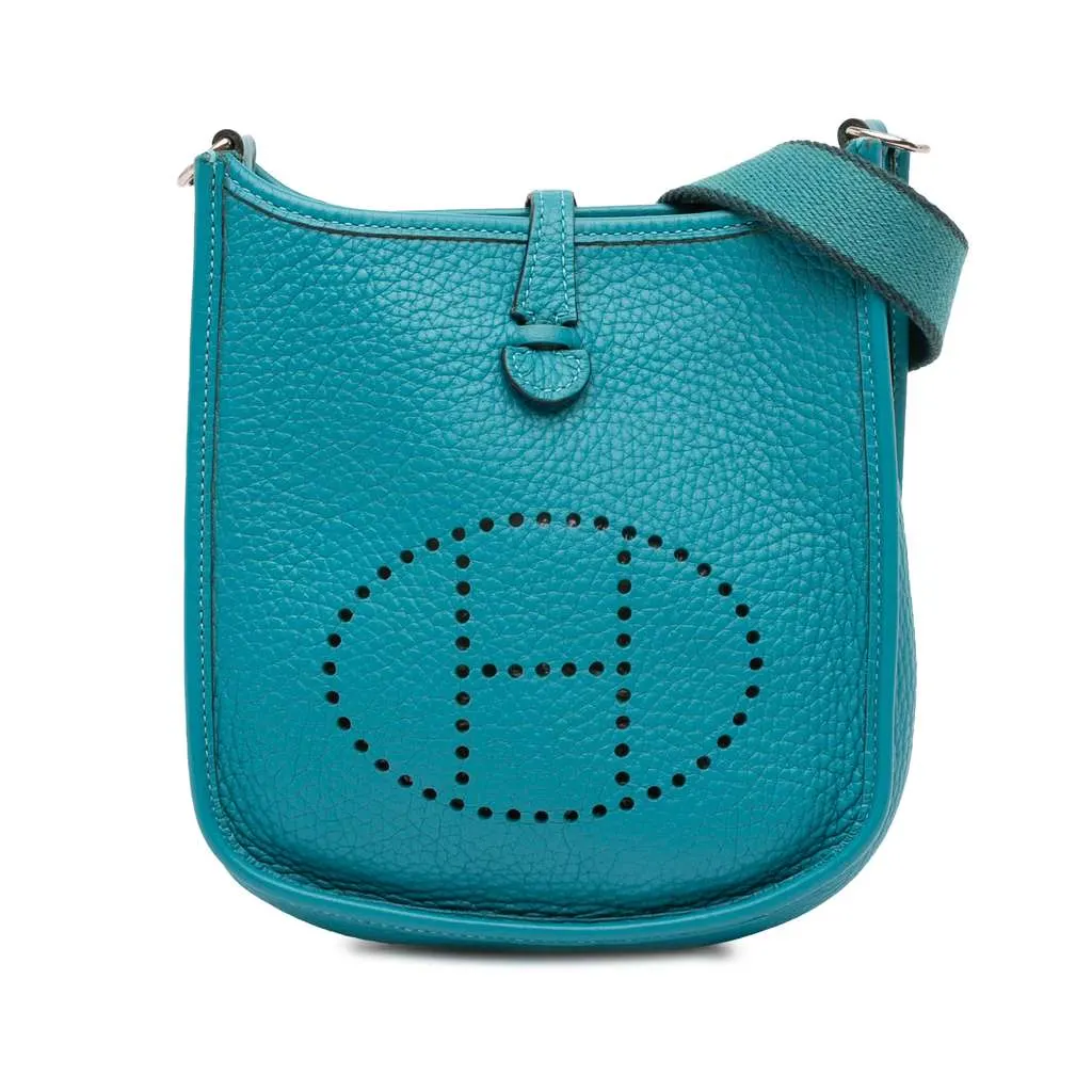 Hermès Clemence Evelyne TPM Blue Leather Very good - Front View