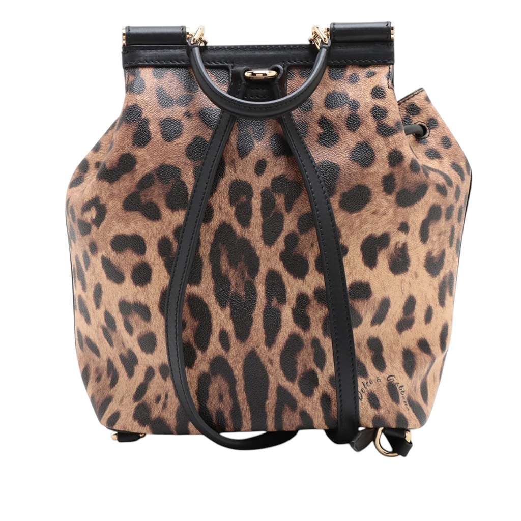 Dolce & Gabbana Leopard Print Leather Dauphine Miss Sicily Backpack - 2