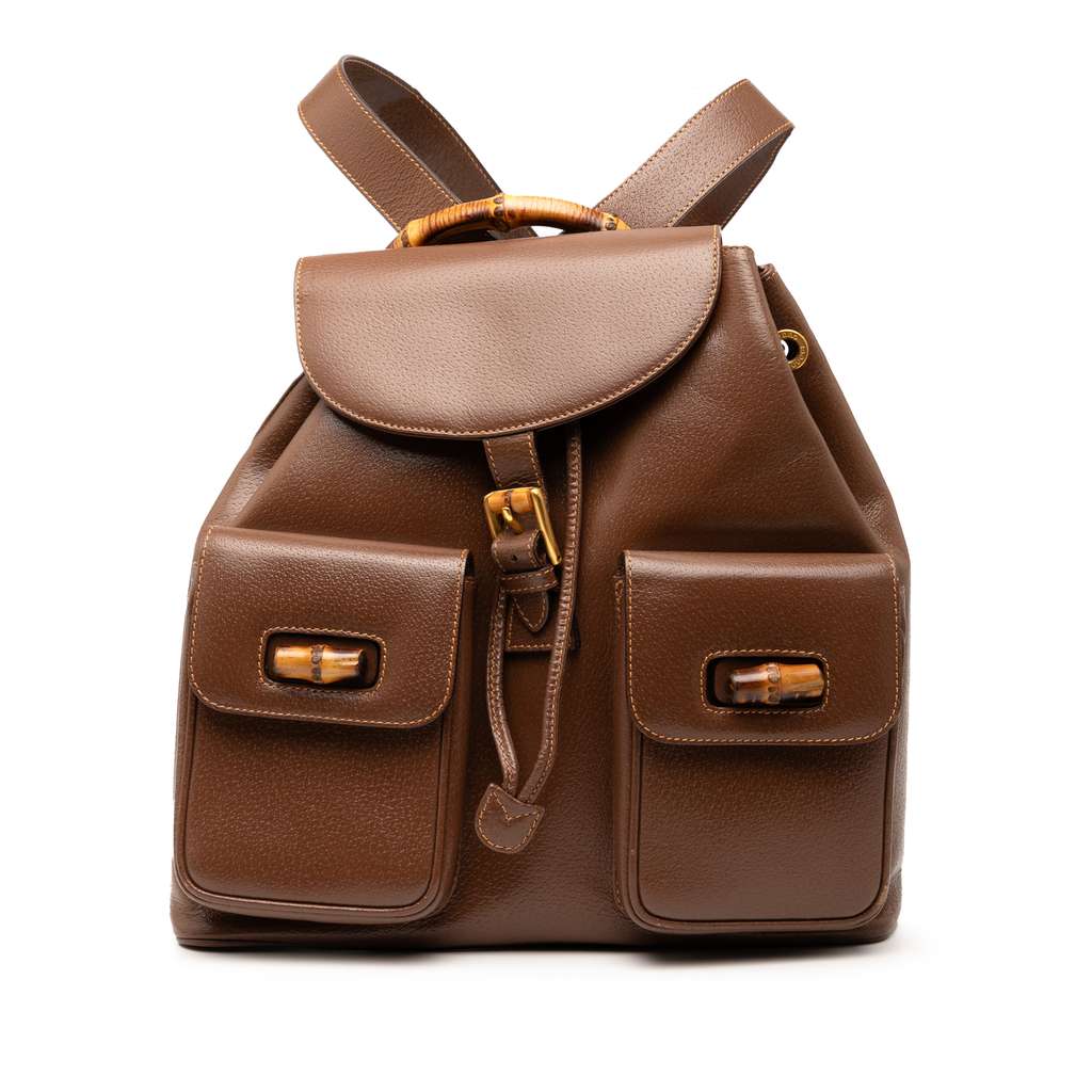 Gucci Calfskin Bamboo Drawstring Backpack