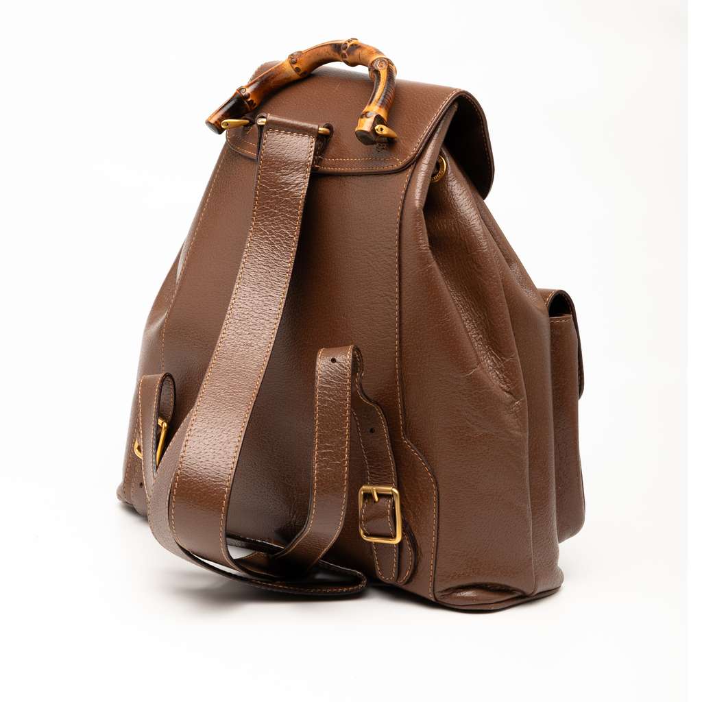 Gucci Calfskin Bamboo Drawstring Backpack - 2