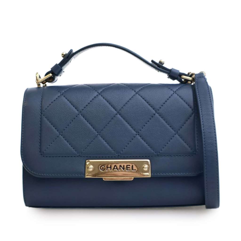 Chanel Small Quilted Grained Calfskin Label Click Flap