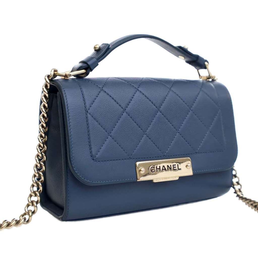 Chanel Small Quilted Grained Calfskin Label Click Flap - Back view