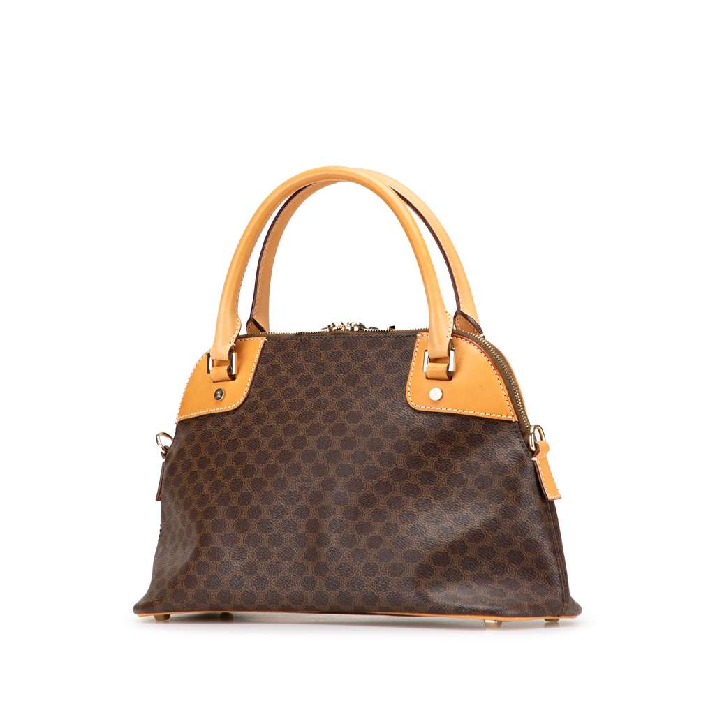 Celine Macadam Coated Canvas Dome Satchel - Back view