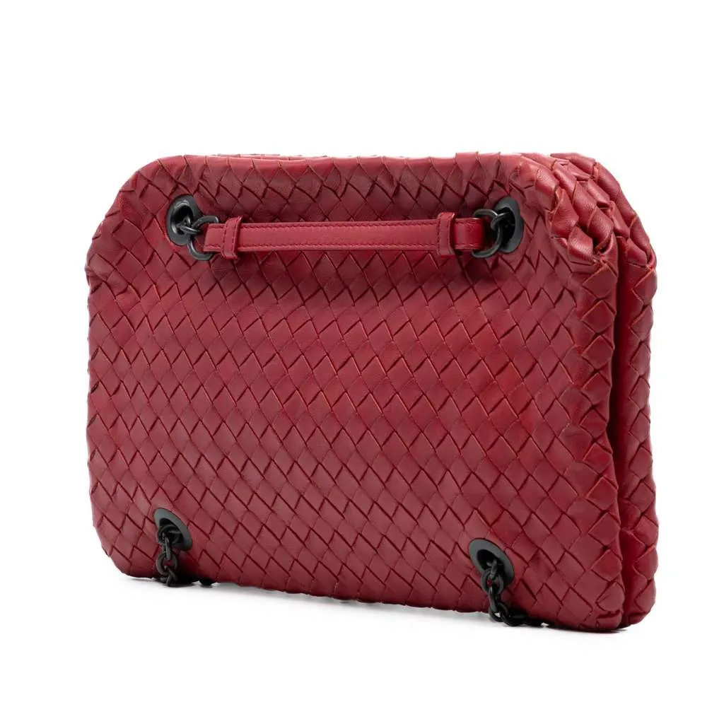 Bottega Veneta Nappa Intrecciato Duo Shoulder Bag Red Leather Good - Back View