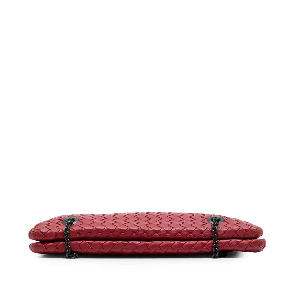 Bottega Veneta Nappa Intrecciato Duo Shoulder Bag Red Leather Good - Inside View