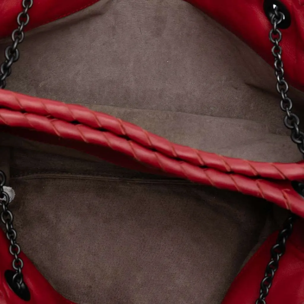 Bottega Veneta Nappa Intrecciato Duo Shoulder Bag Red Leather Good - Model View