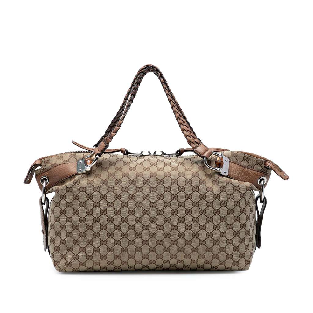 Gucci Medium GG Canvas Bamboo Bar Tote