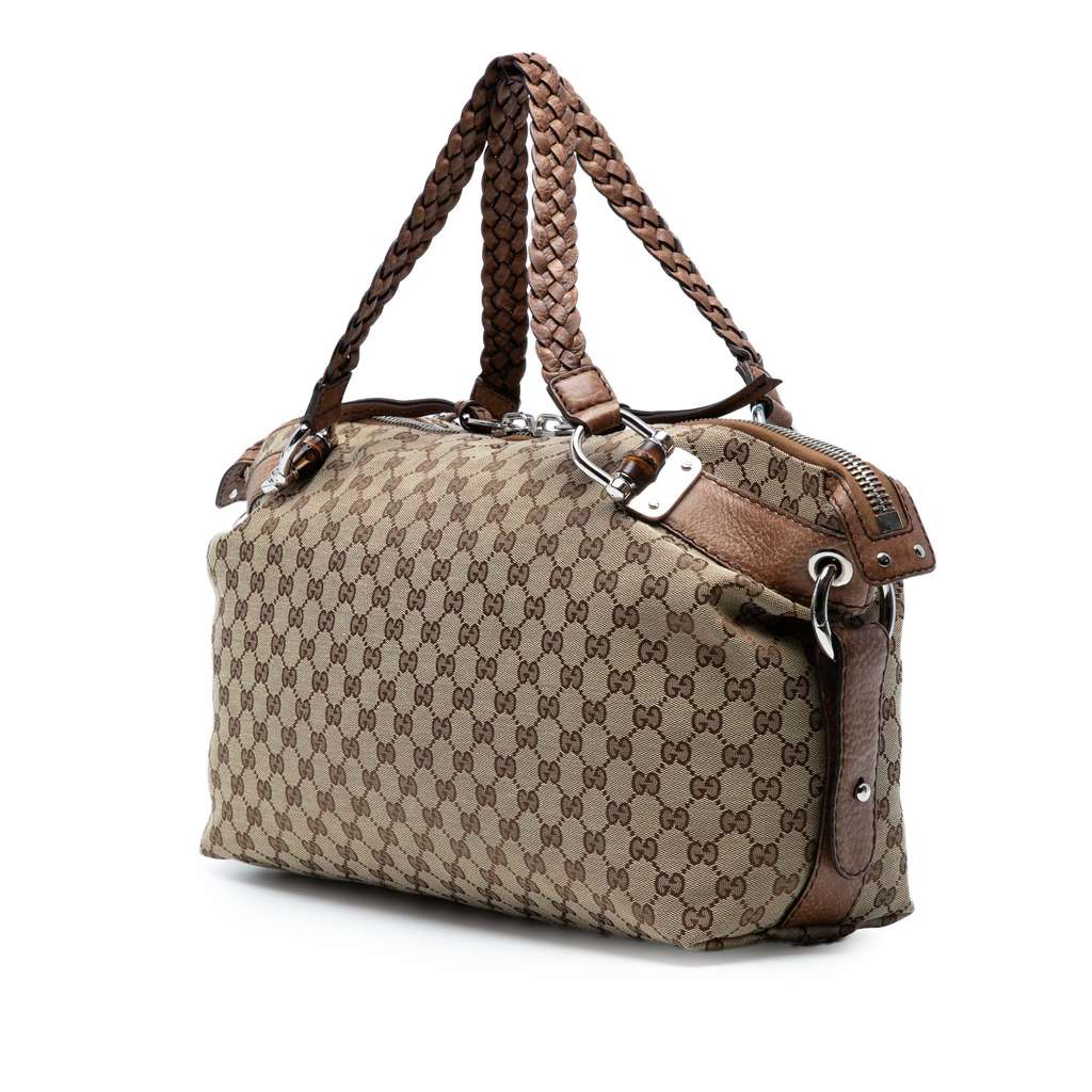 Gucci Medium GG Canvas Bamboo Bar Tote - Back view