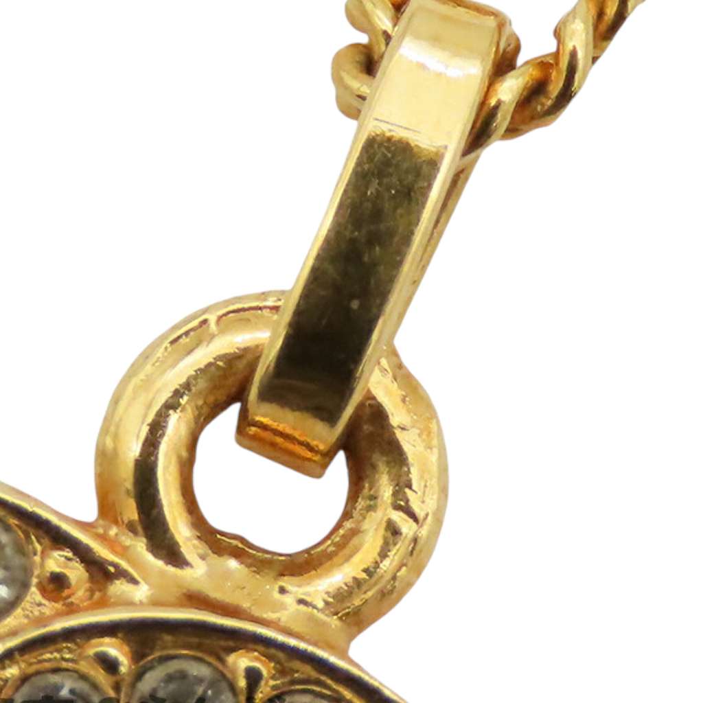 Chanel Gold Plated Crystal CC Pendant Necklace - 4