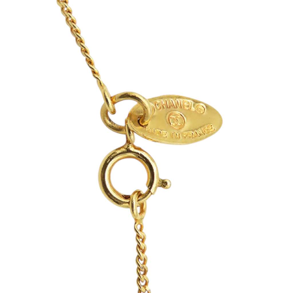 Chanel Gold Plated Crystal CC Pendant Necklace - Detail 1