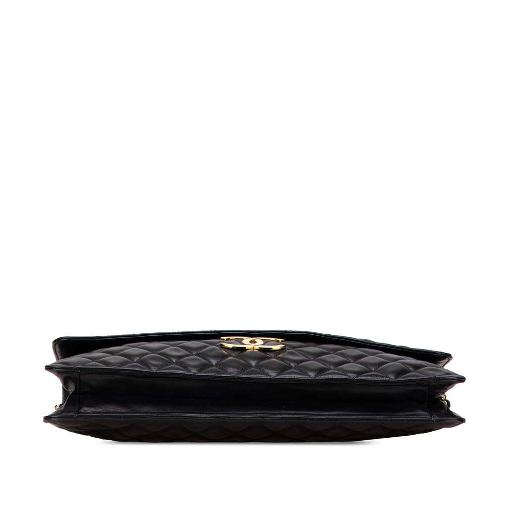 Chanel Jumbo XL Quilted Lambskin Clutch With Chain - Image 6