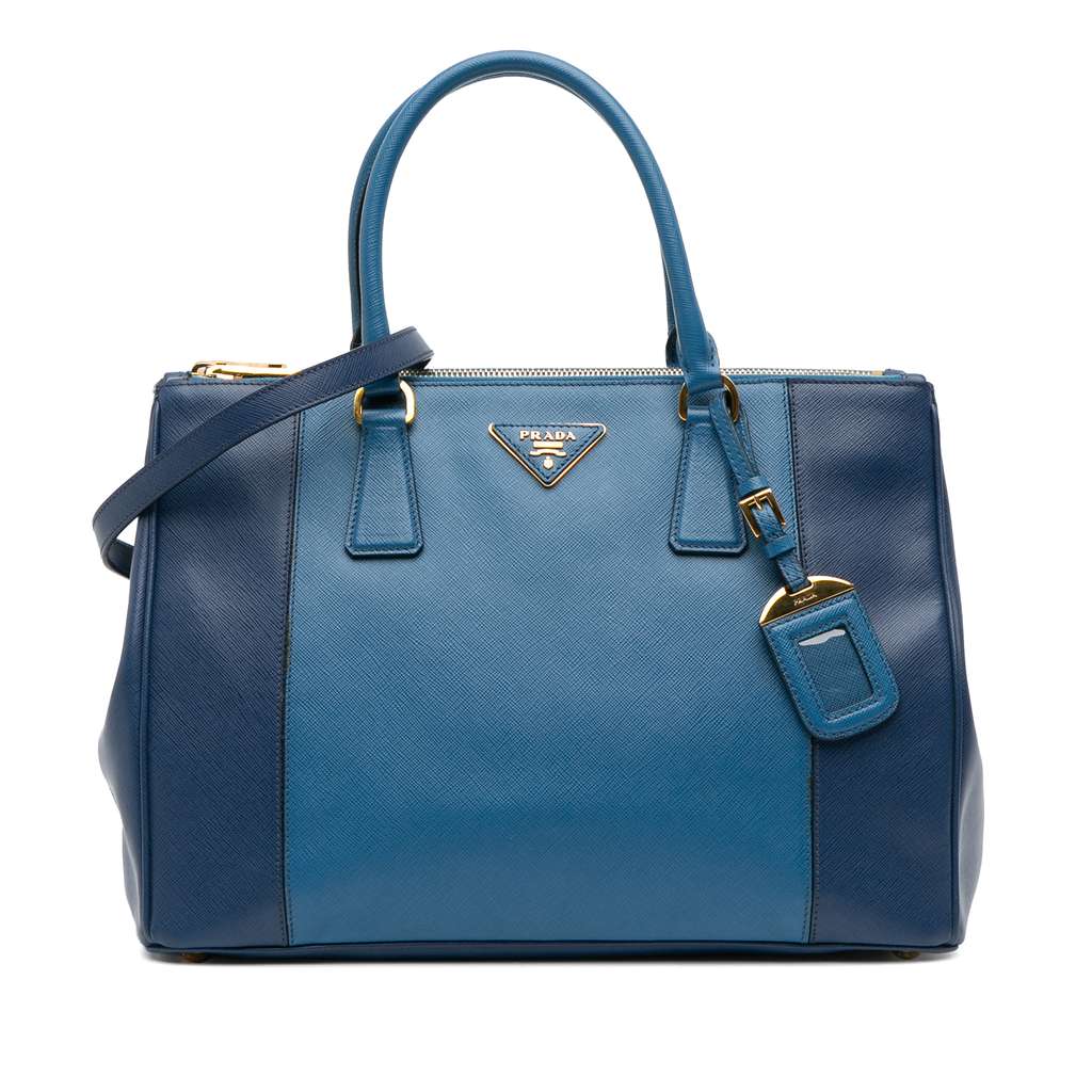 Prada Medium Bicolor Saffiano Lux Galleria Double Zip Satchel