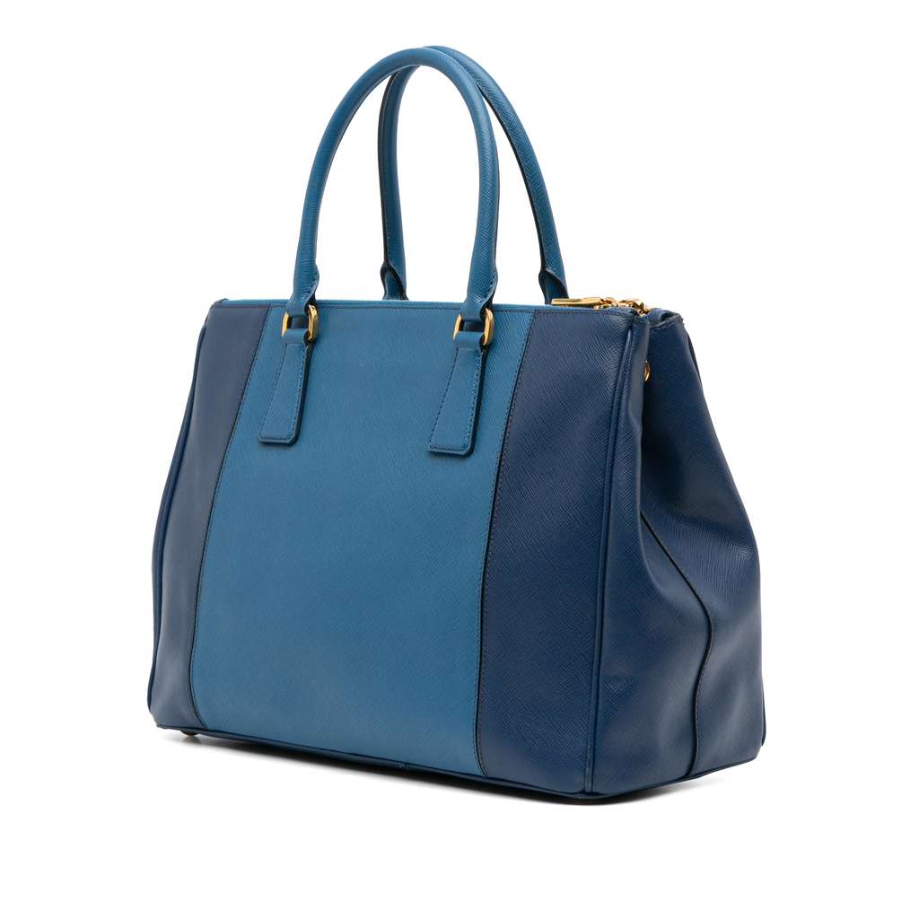 Prada Medium Bicolor Saffiano Lux Galleria Double Zip Satchel - Back view
