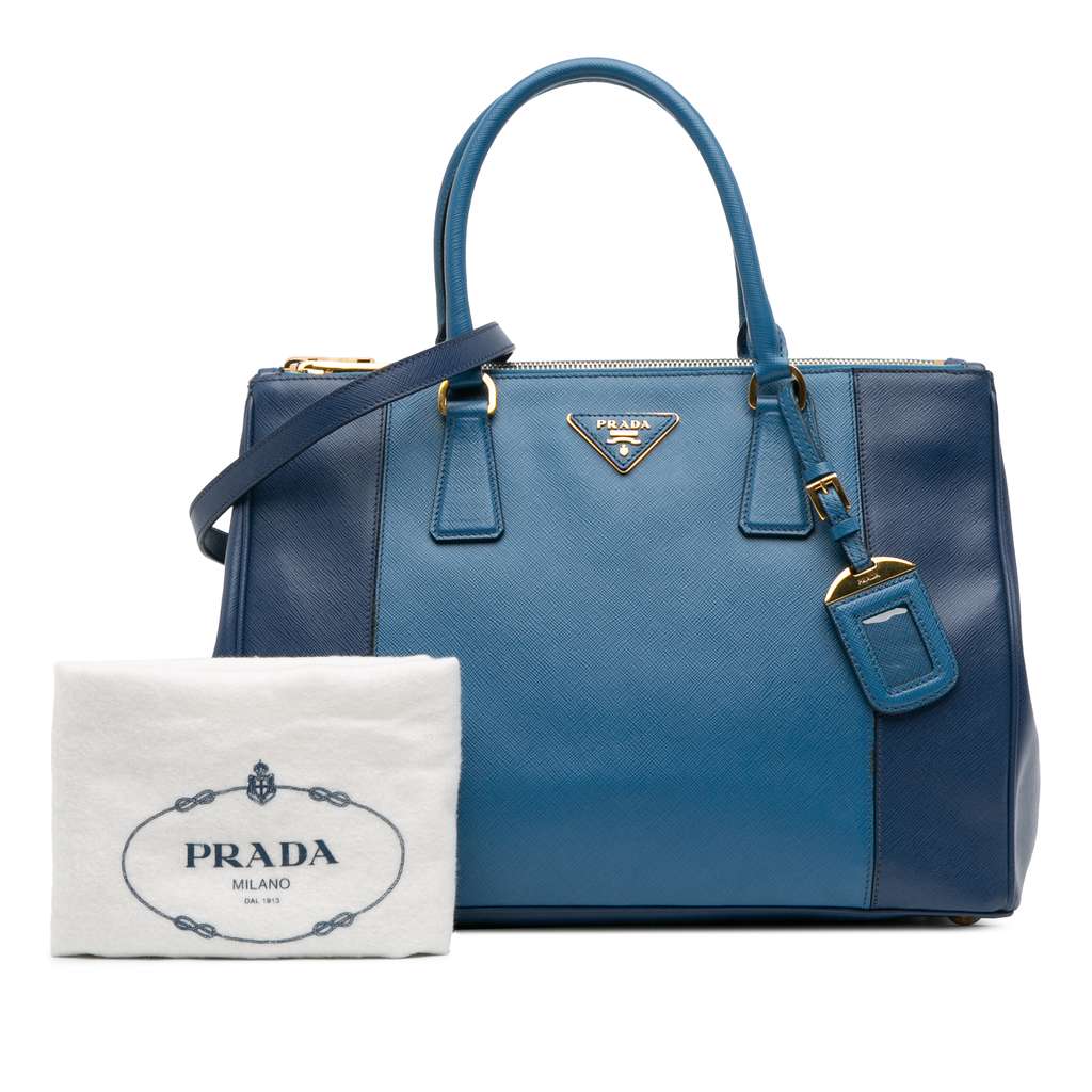 Prada Medium Bicolor Saffiano Lux Galleria Double Zip Satchel - Image 15