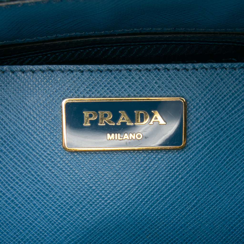 Prada Medium Bicolor Saffiano Lux Galleria Double Zip Satchel - Detail 1