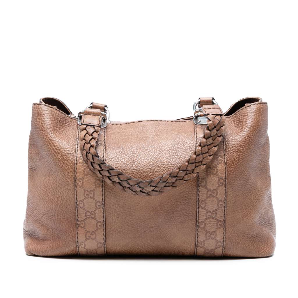 Gucci Guccissima Trimmed Leather Bamboo Libeccio Tote