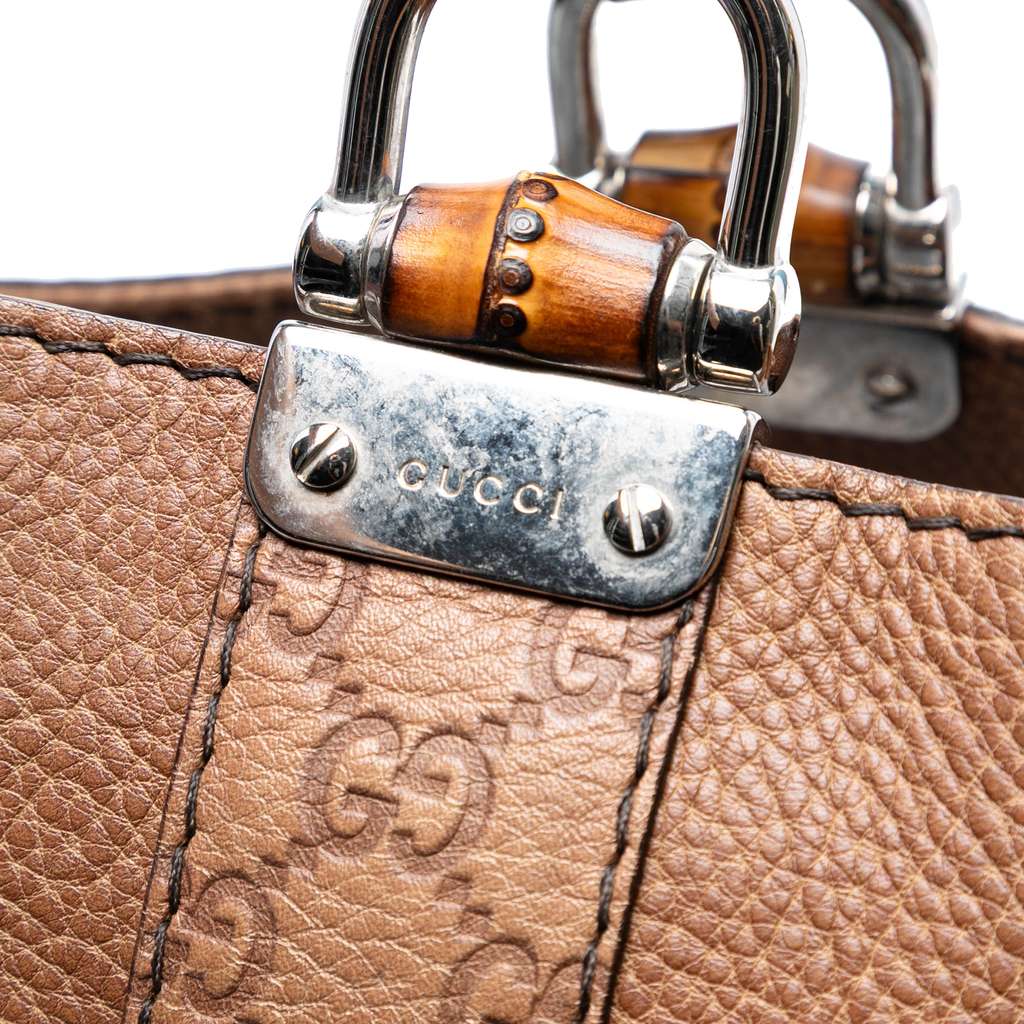 Gucci Guccissima Trimmed Leather Bamboo Libeccio Tote - Detail 2