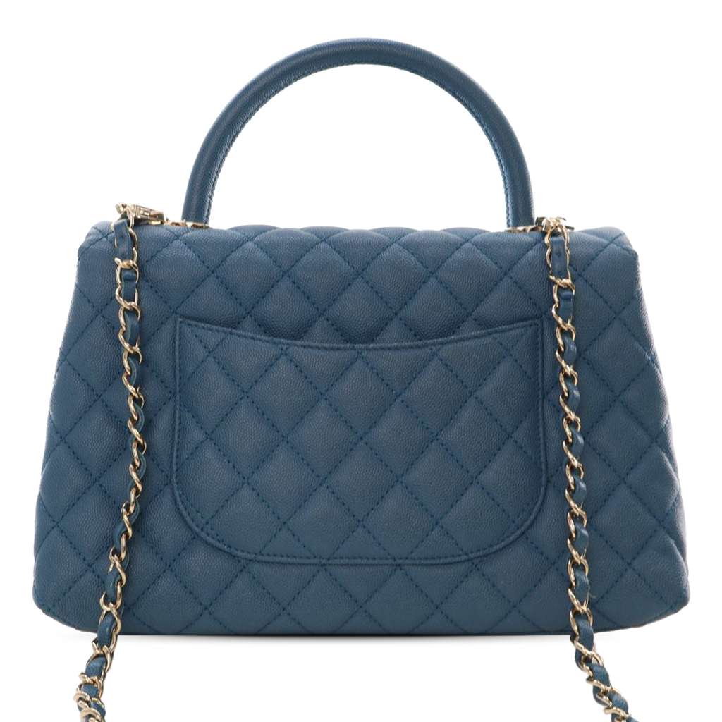 Chanel Small Quilted Caviar Coco Top Handle Bag - Back view