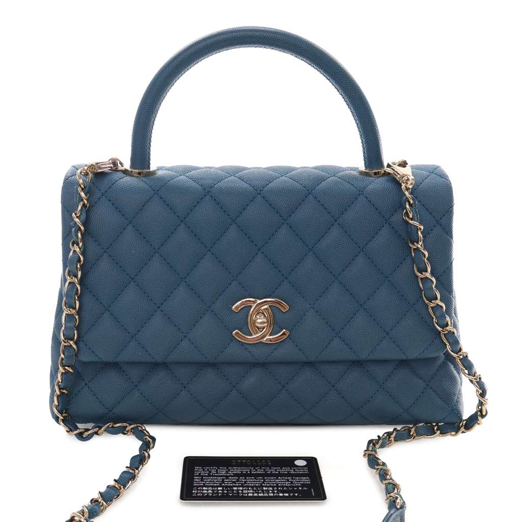 Chanel Small Quilted Caviar Coco Top Handle Bag - Image 16