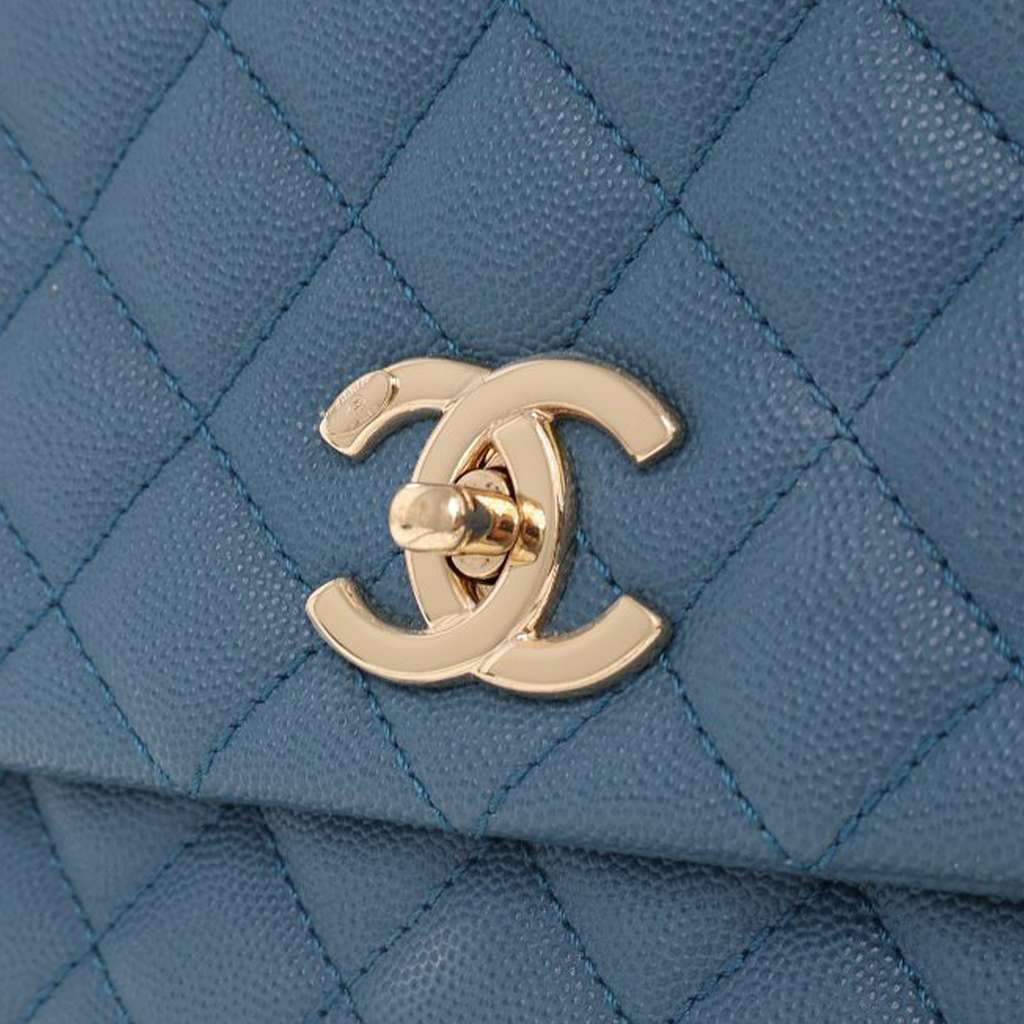 Chanel Small Quilted Caviar Coco Top Handle Bag - Side view