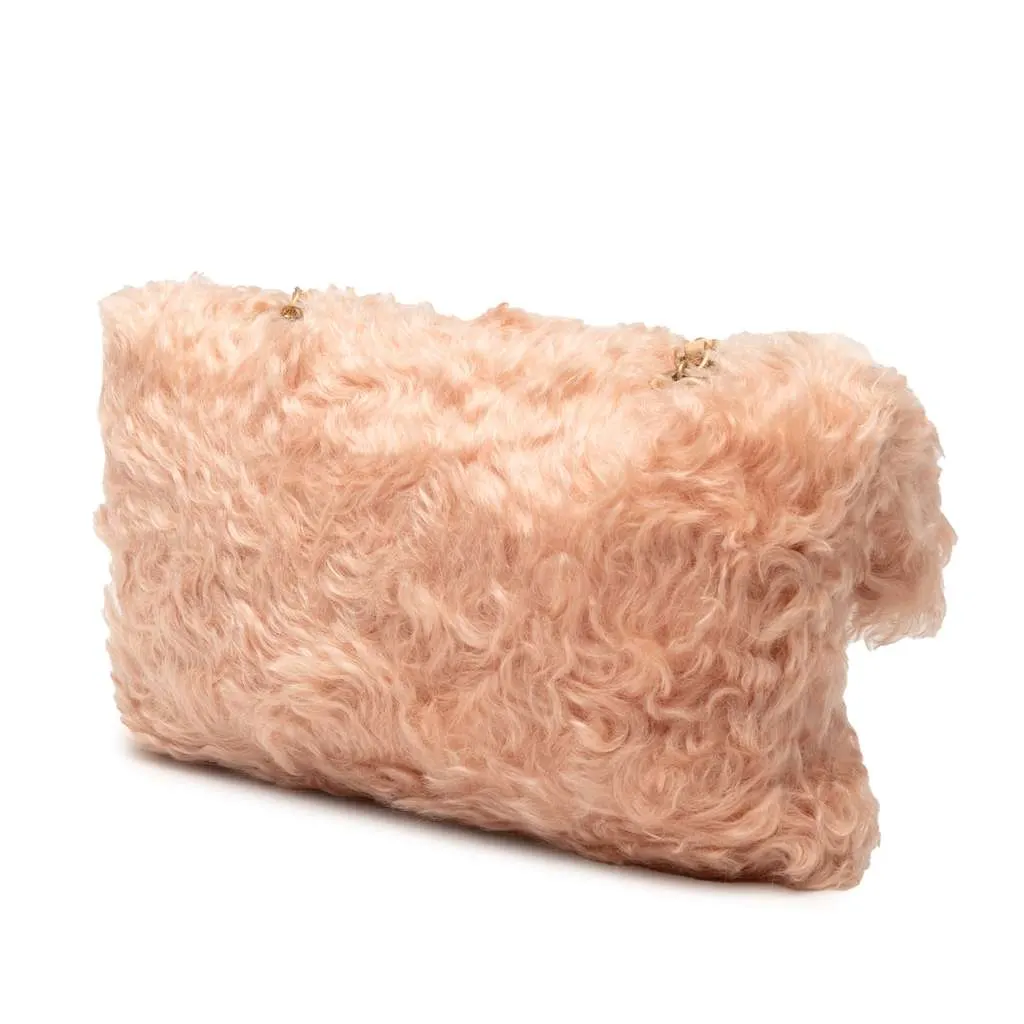 Chanel CC Fantasy Fur Clutch with Chain Pink Fur Very good - Back View