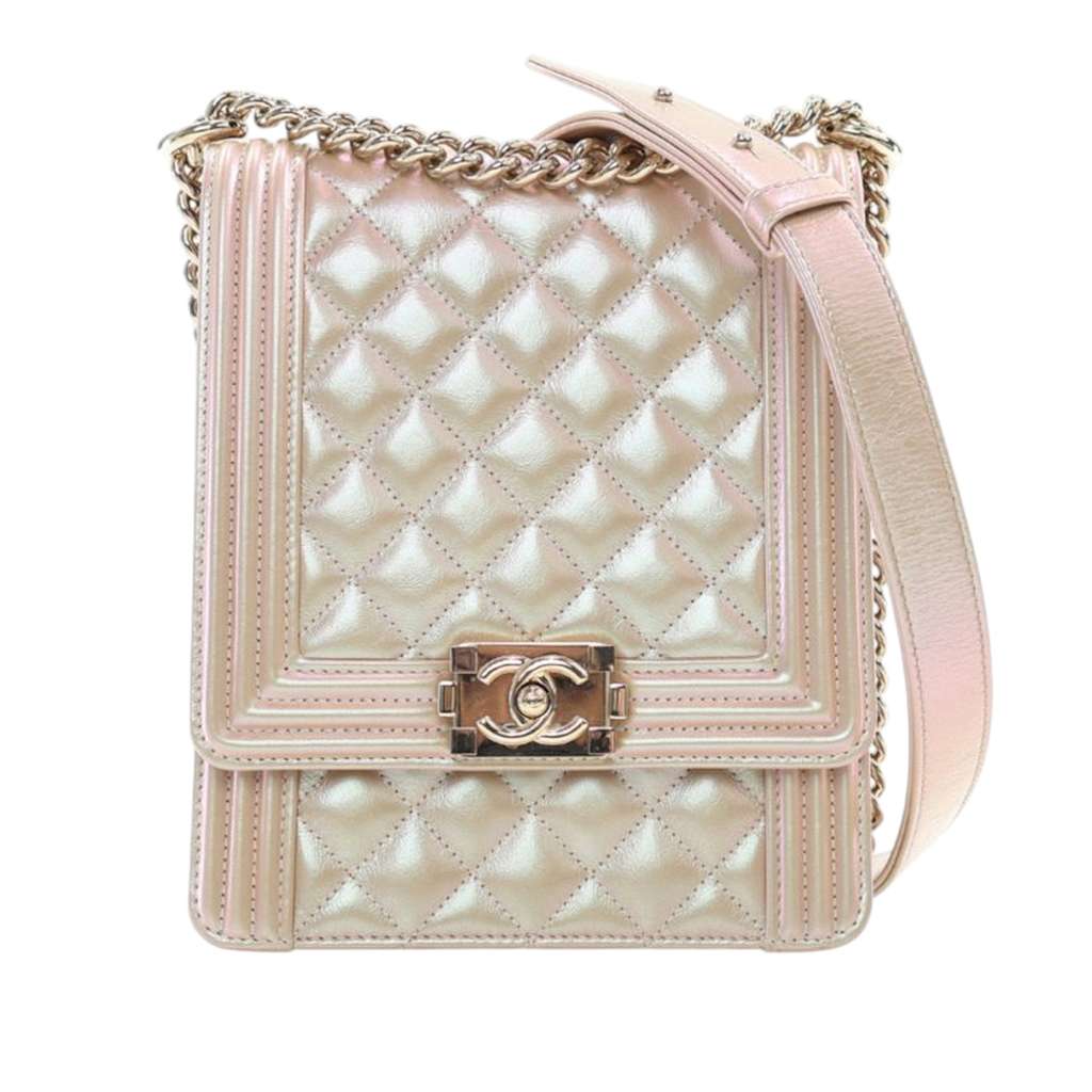 Chanel Quilted Iridescent Calfskin North South Boy Flap