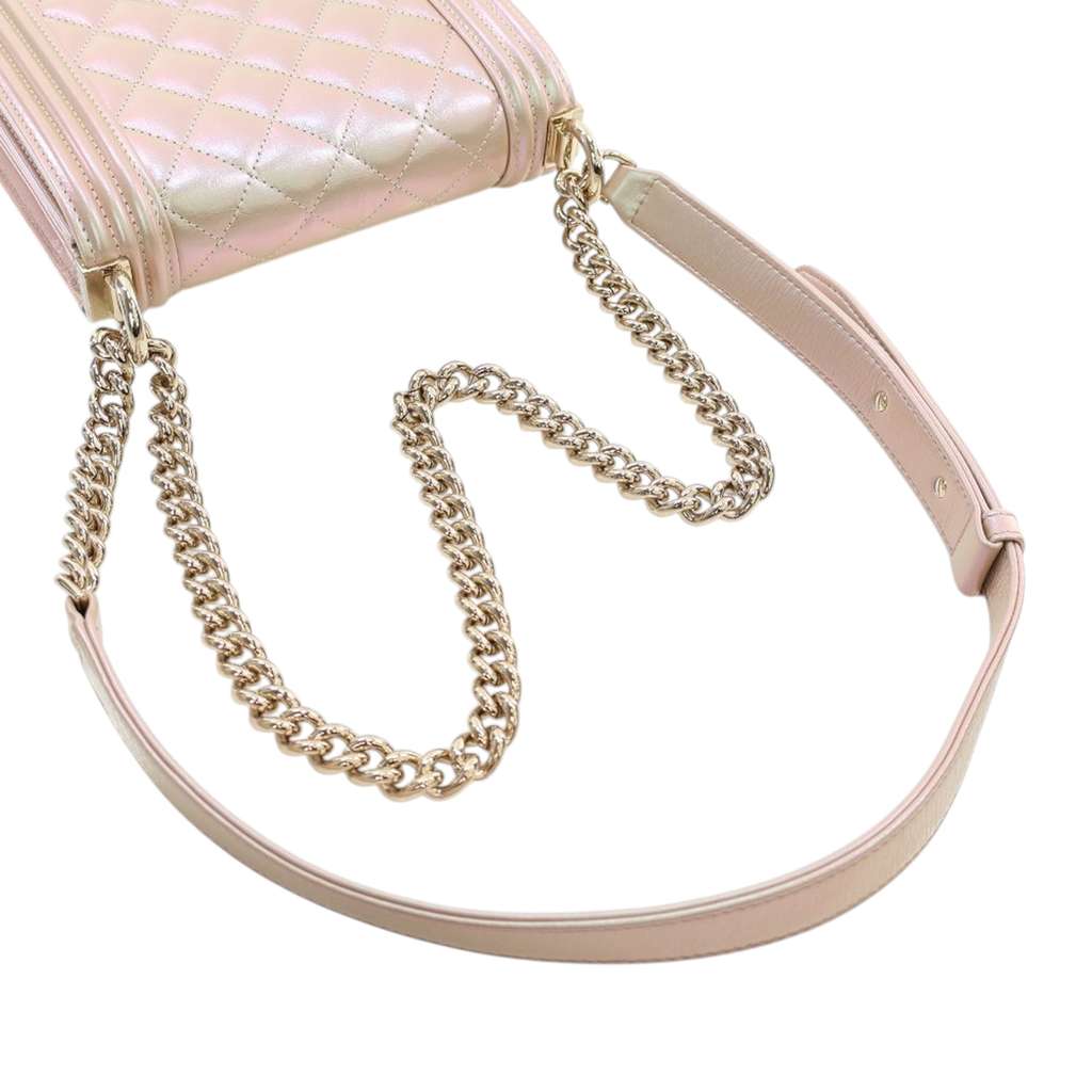 Chanel Quilted Iridescent Calfskin North South Boy Flap - Image 13