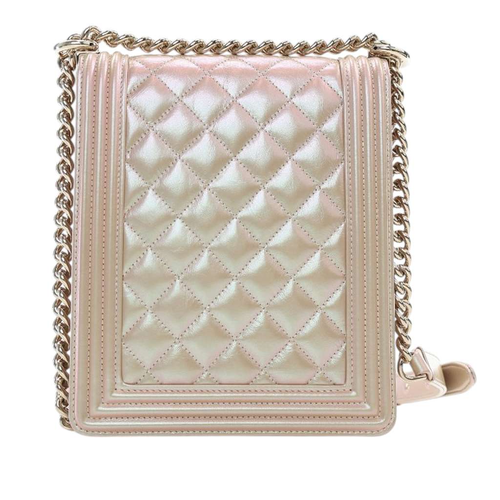 Chanel Quilted Iridescent Calfskin North South Boy Flap - Image 6