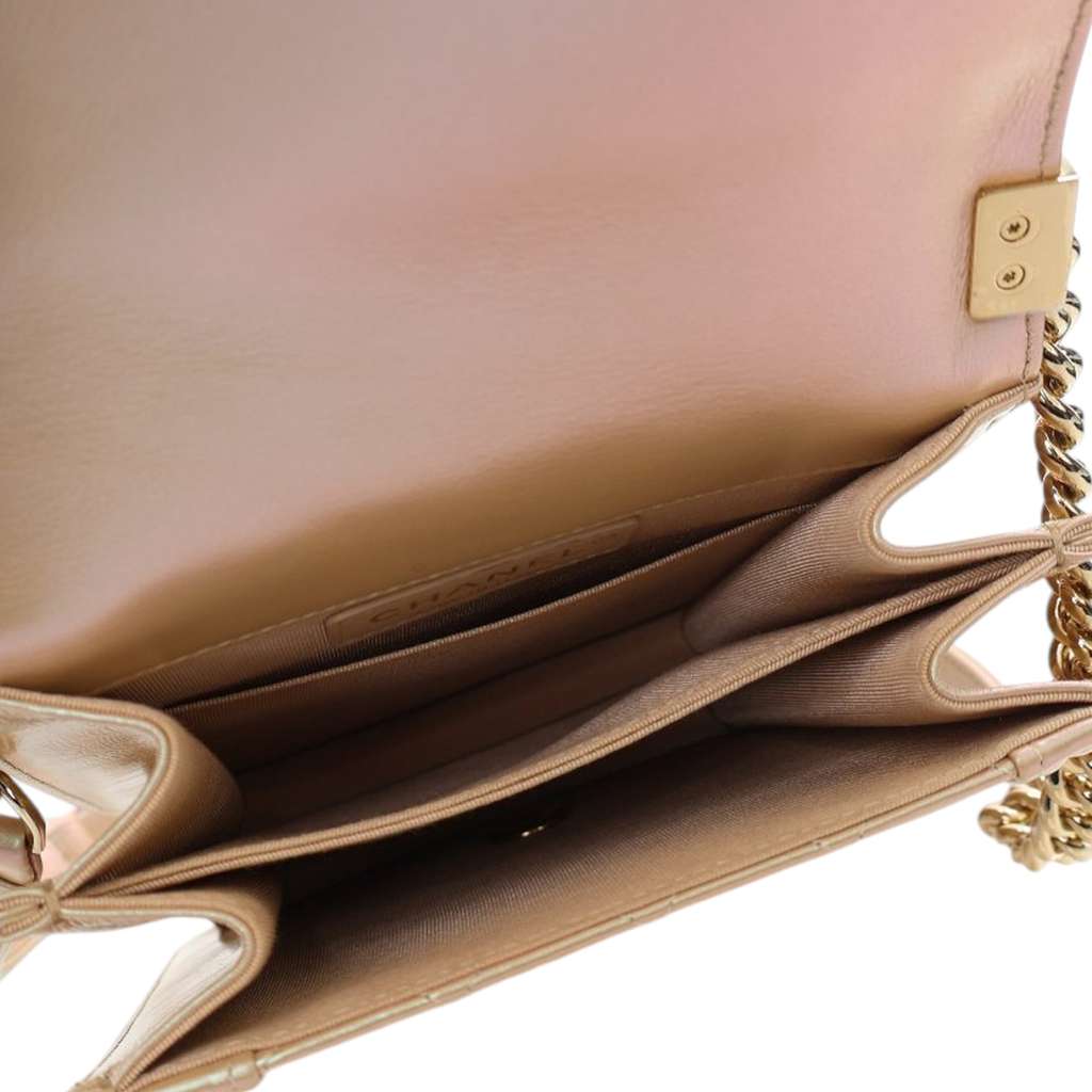 Chanel Quilted Iridescent Calfskin North South Boy Flap - Side view