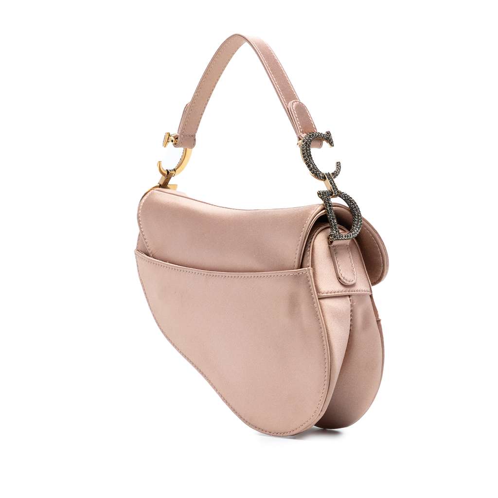 Dior Mini Satin Crystal Embellished Saddle Bag - Back view
