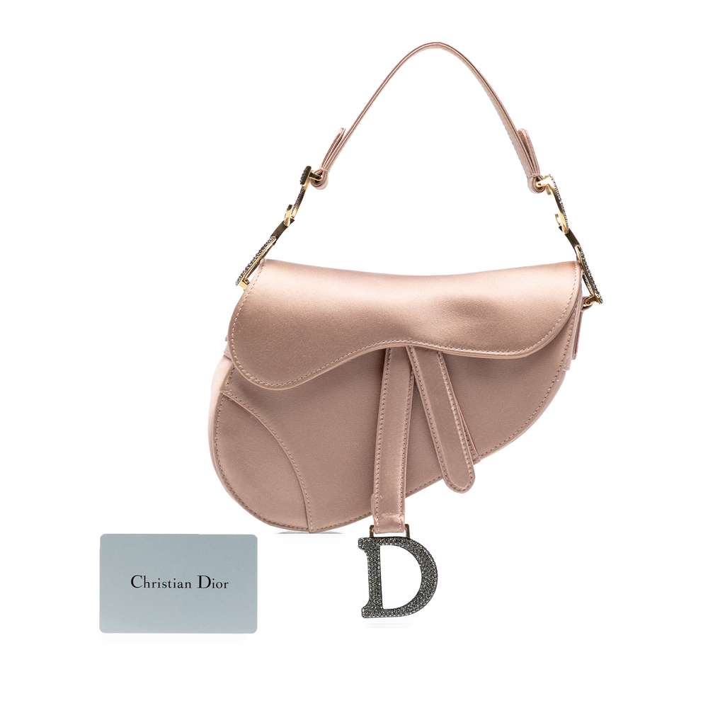 Dior Mini Satin Crystal Embellished Saddle Bag - Image 10