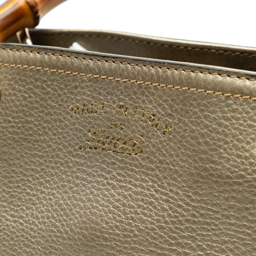 Gucci Small Calfskin Bamboo Shopper Satchel - Detail 1