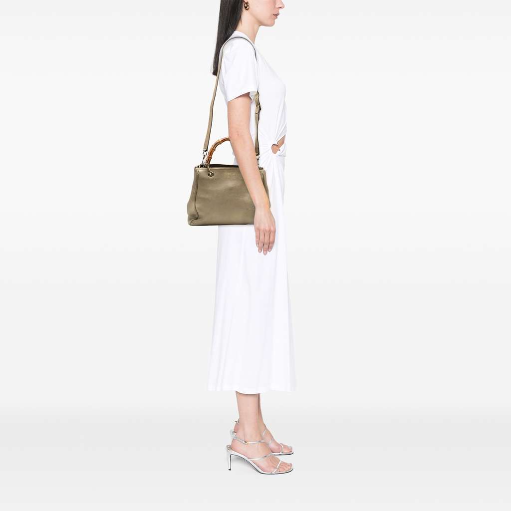 Gucci Small Calfskin Bamboo Shopper Satchel - Detail 2
