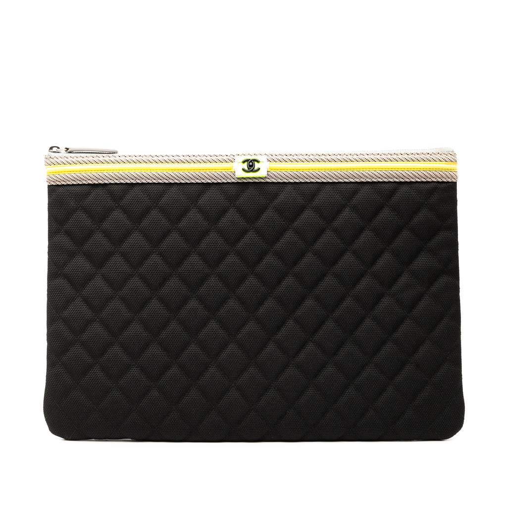 Chanel Large Quilted Nylon Fluo Boy O Case Clutch