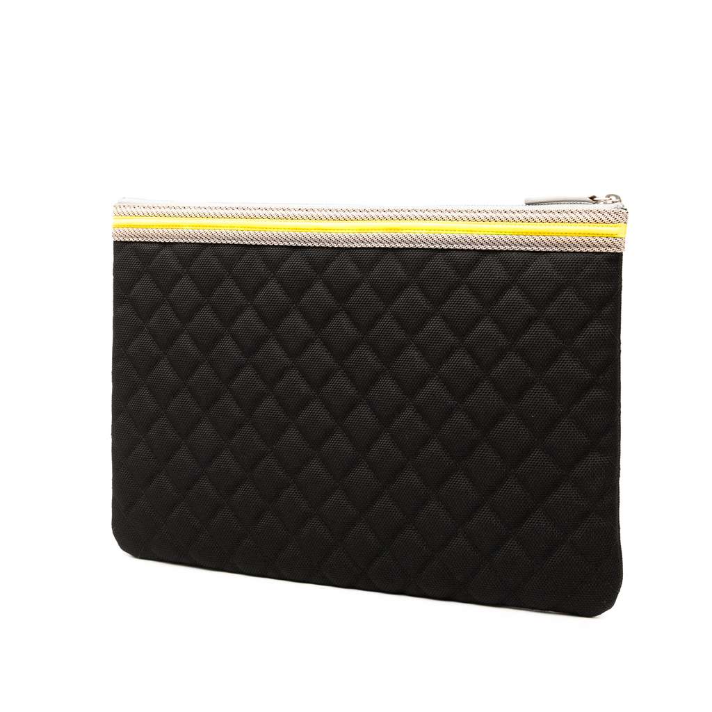 Chanel Large Quilted Nylon Fluo Boy O Case Clutch - Back view