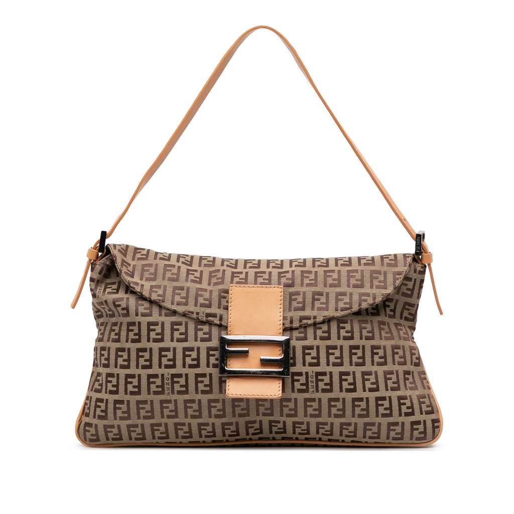 Fendi Zucchino Canvas Double Flap Shoulder Bag