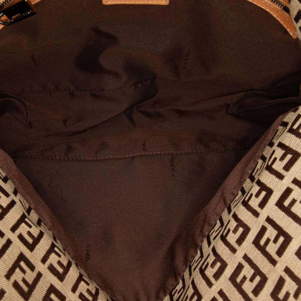 Fendi Zucchino Canvas Double Flap Shoulder Bag - 4