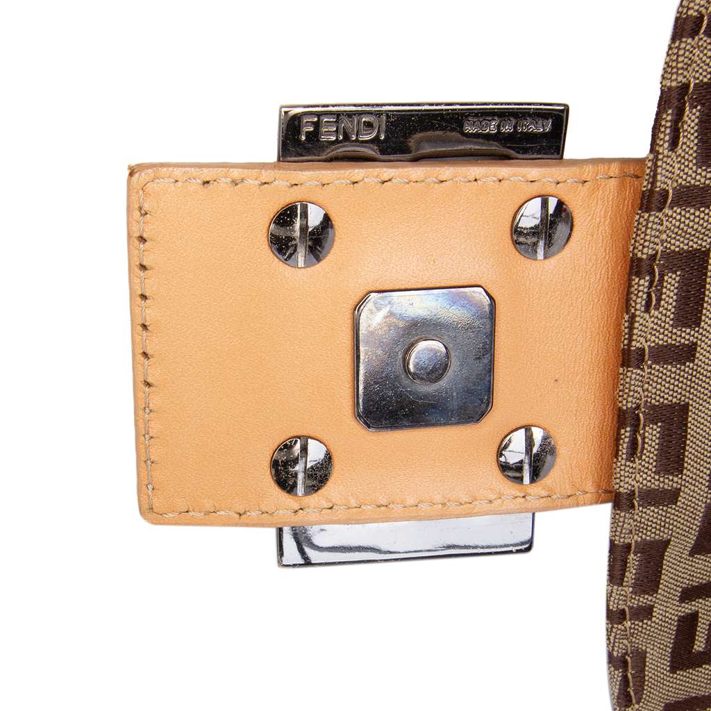 Fendi Zucchino Canvas Double Flap Shoulder Bag - Detail 1