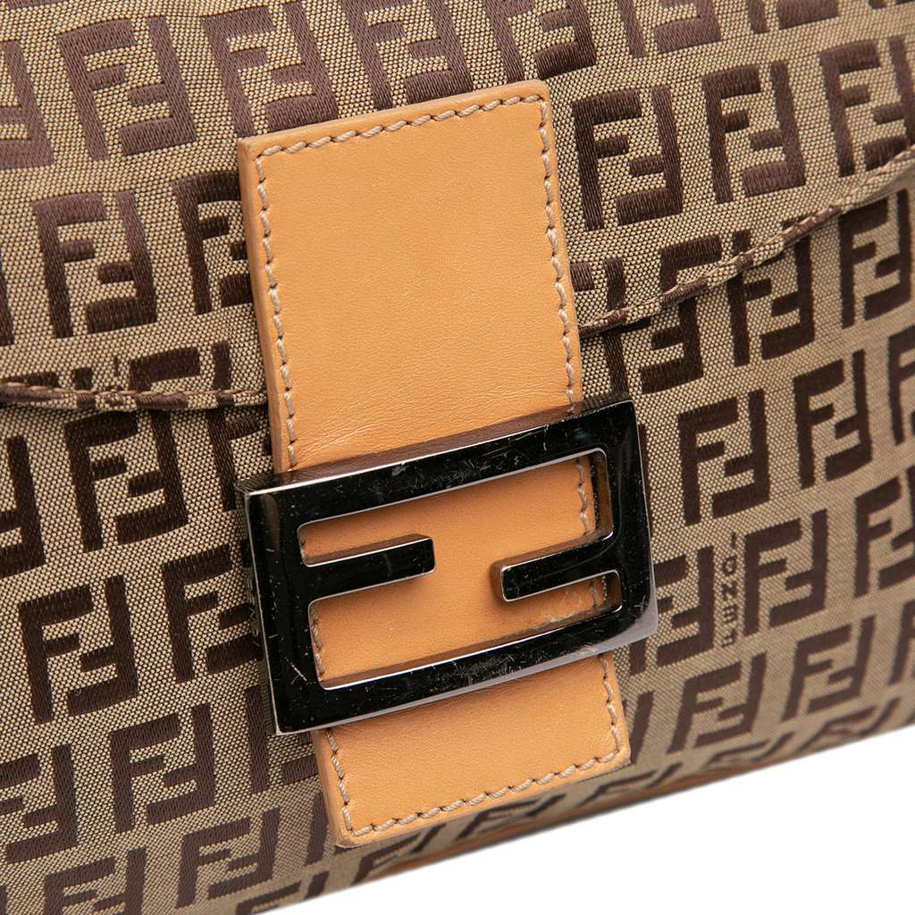 Fendi Zucchino Canvas Double Flap Shoulder Bag - Image 10