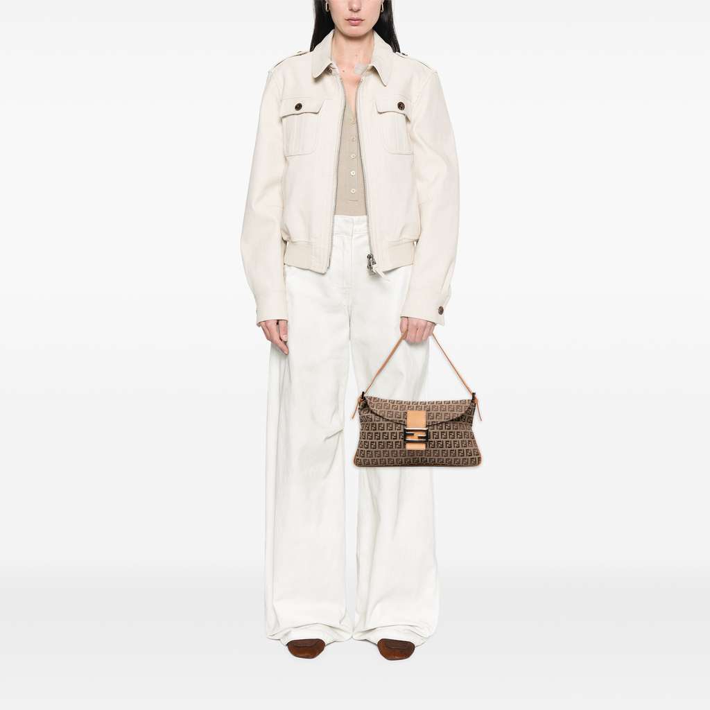 Fendi Zucchino Canvas Double Flap Shoulder Bag - Image 12