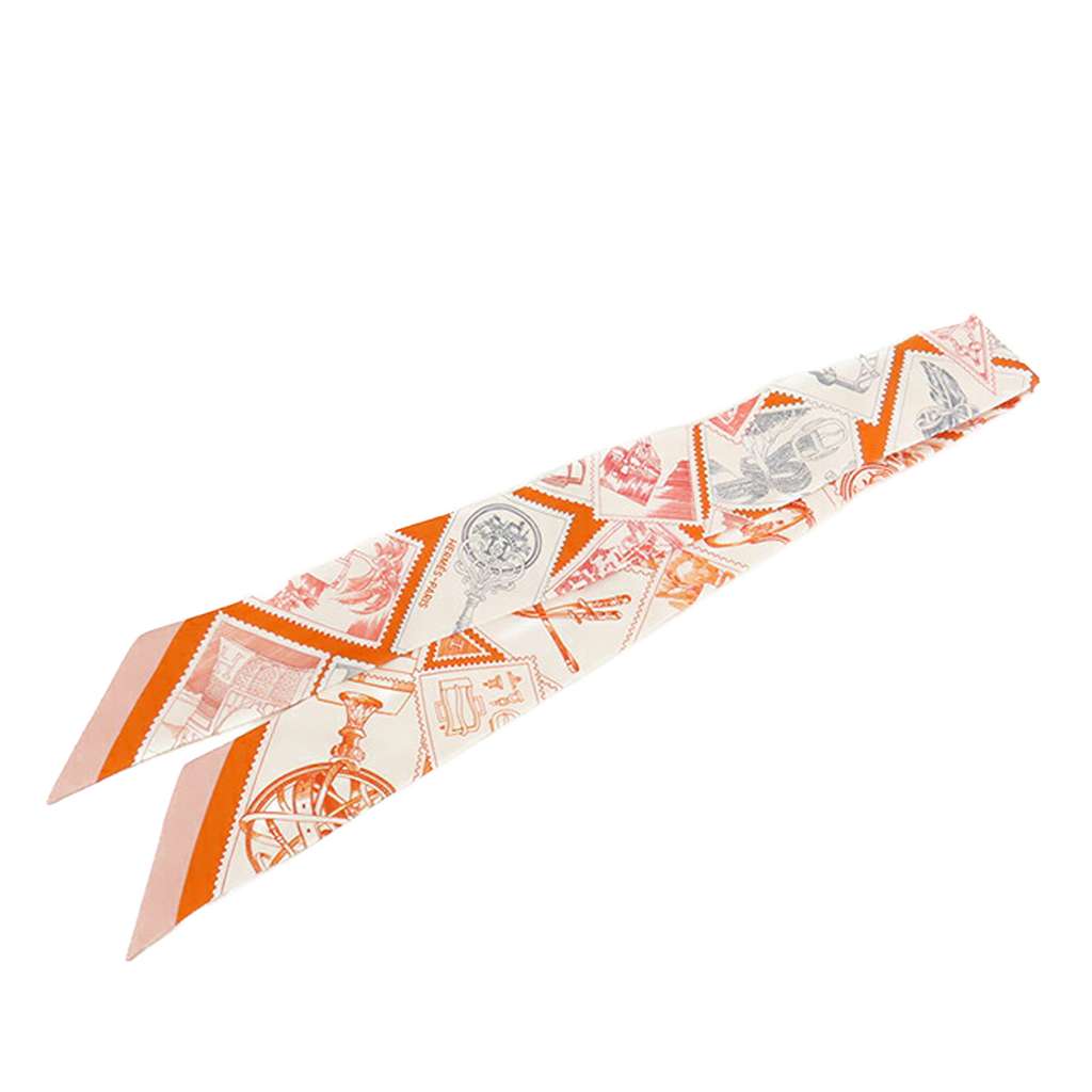 Hermès Le Philateliste du Faubourg Silk Twilly Scarf