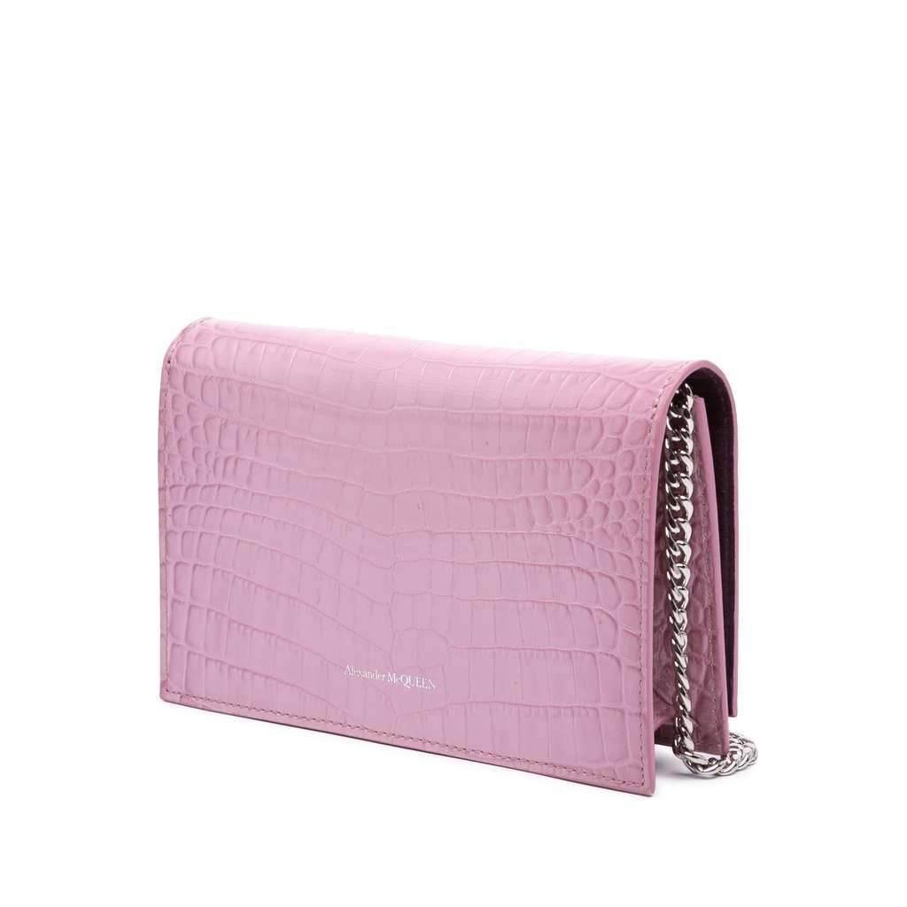 Alexander Mcqueen Small Crocodile Embossed Calfskin Skull Crossbody - Back view