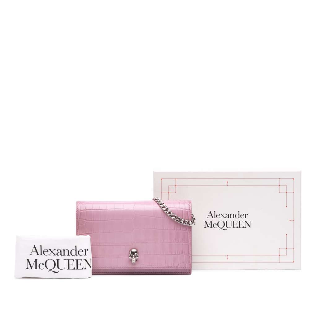 Alexander Mcqueen Small Crocodile Embossed Calfskin Skull Crossbody - Image 14