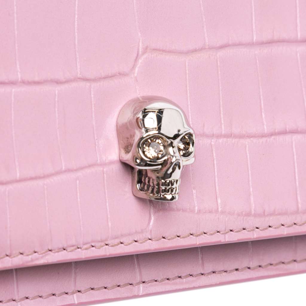 Alexander Mcqueen Small Crocodile Embossed Calfskin Skull Crossbody - Detail 2