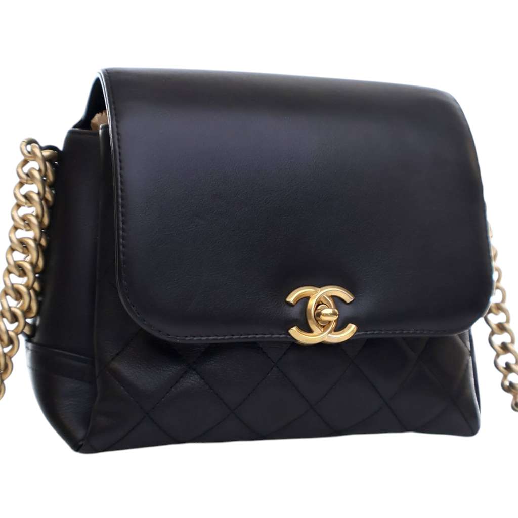 Chanel Quilted Goatskin Side Chain Compartment Flap - Back view