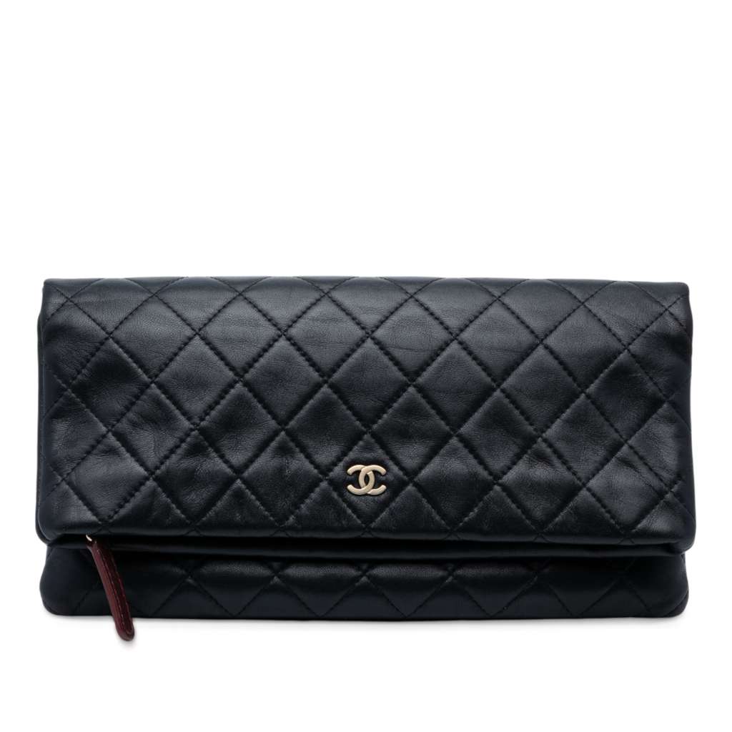 Chanel Quilted Lambskin CC Beauty Foldover Clutch