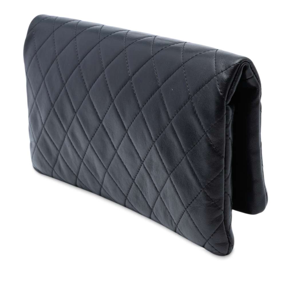 Chanel Quilted Lambskin CC Beauty Foldover Clutch - Back view